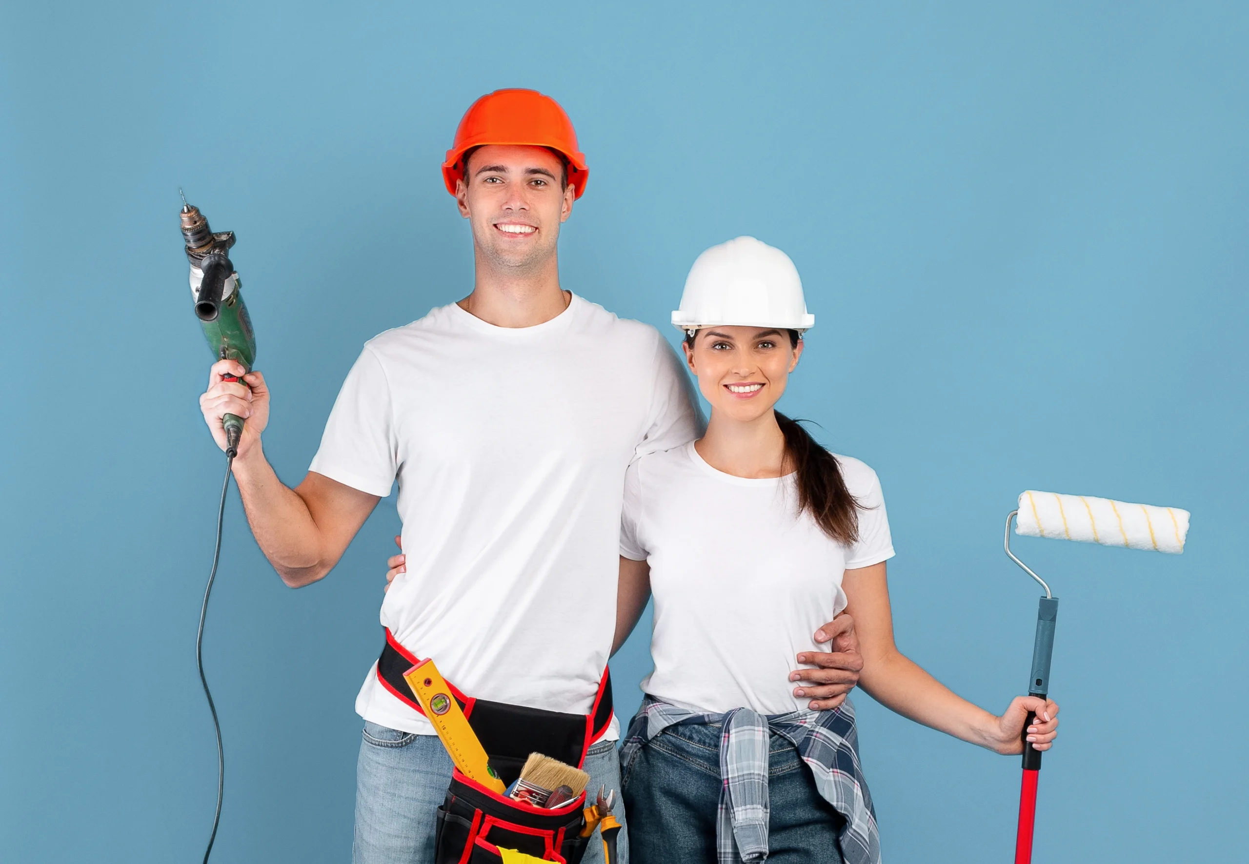 professional painting team with roller and tools ready for home painting at adura paint emporium