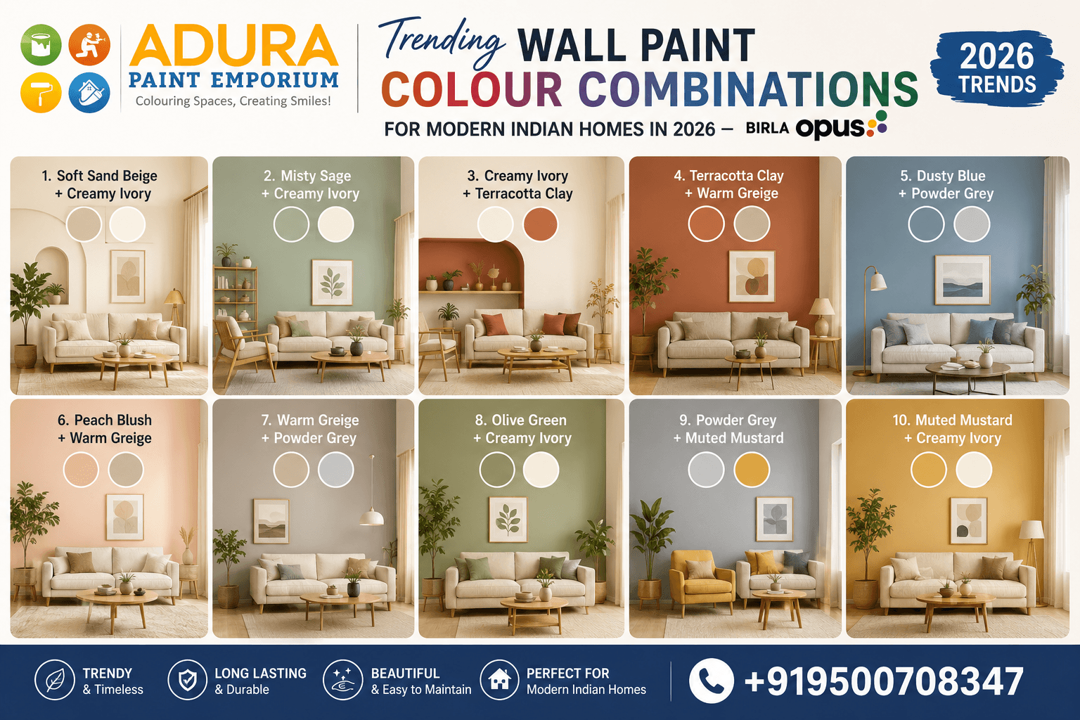 trending wall paint colour combinations for wall